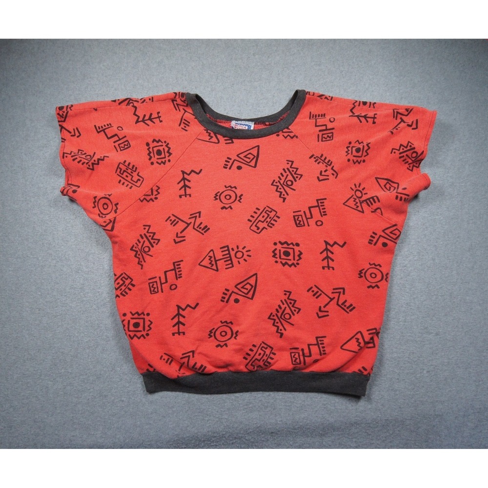 Vintage America America Sweatshirt Adult Small Red Tribal Geometric 80s 90s